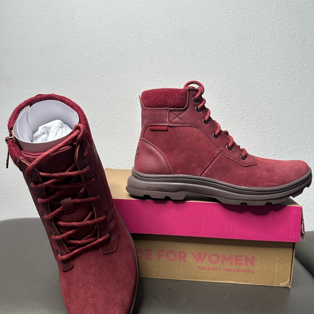 Ryka Women's Burgundy Lace-Up Boots Water Resistant - Floor Sample.